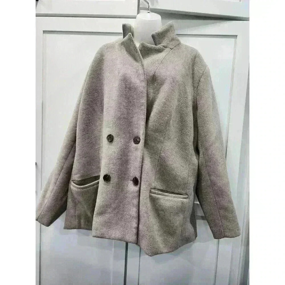 Lauren Conrad Brown Beige Wool Blend Peacoat Women's Size 3x - Picture 1 of 6